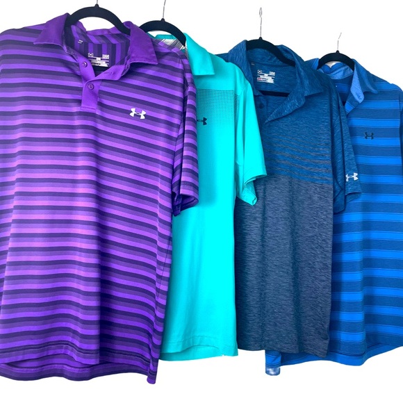Under Armour Other - Under Armour Lot of 4 Heat Gear Men’s  Polo Golf Shirts Loose Size Large Stripes